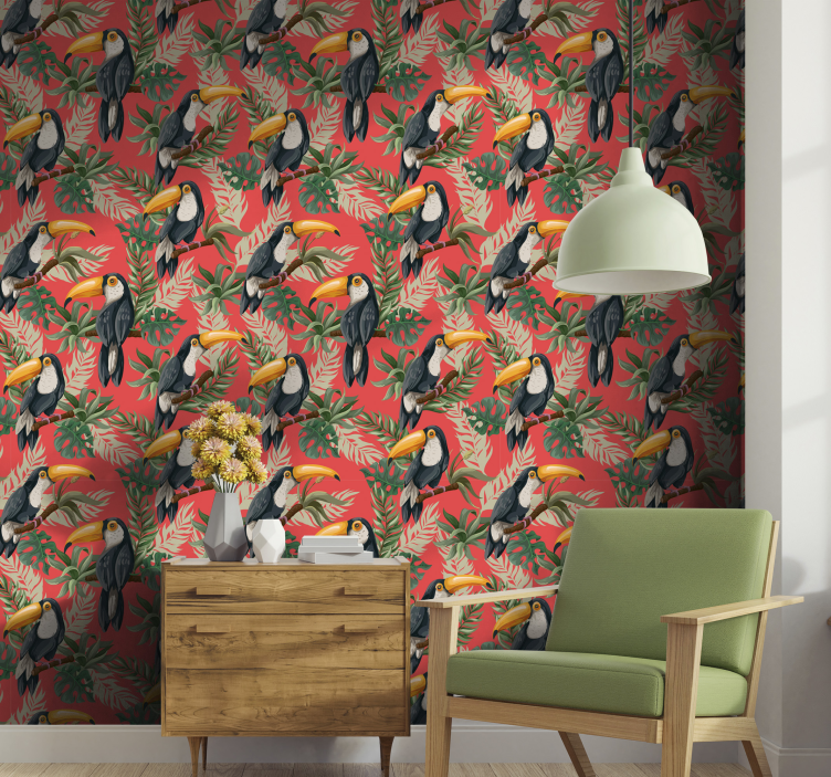Toucans pattern Nature Wallpaper - TenStickers