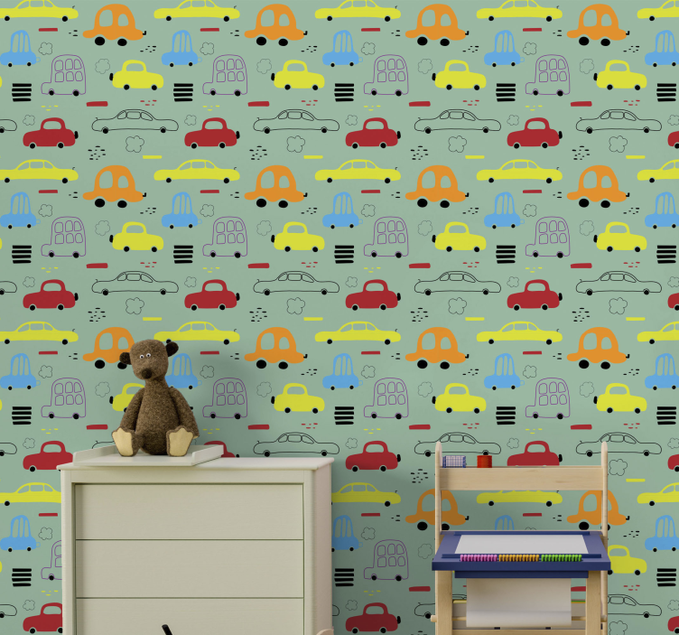 Toy Car Pattern kids wallpaper - TenStickers