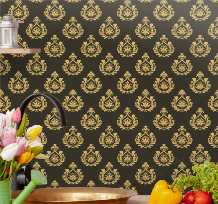 Traditional golden polish Flower Wallpaper - TenStickers