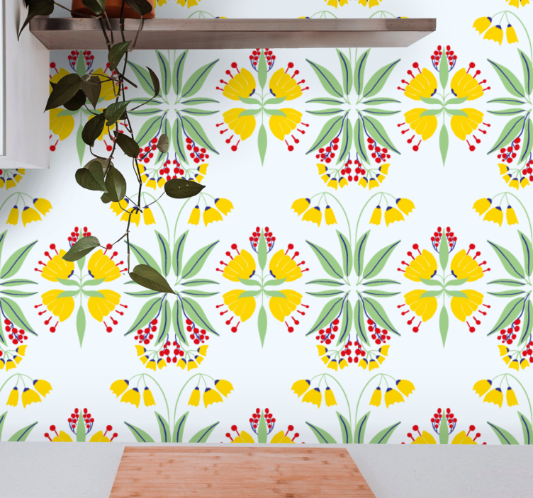 Traditional pattern Polish Flower Wallpaper - TenStickers