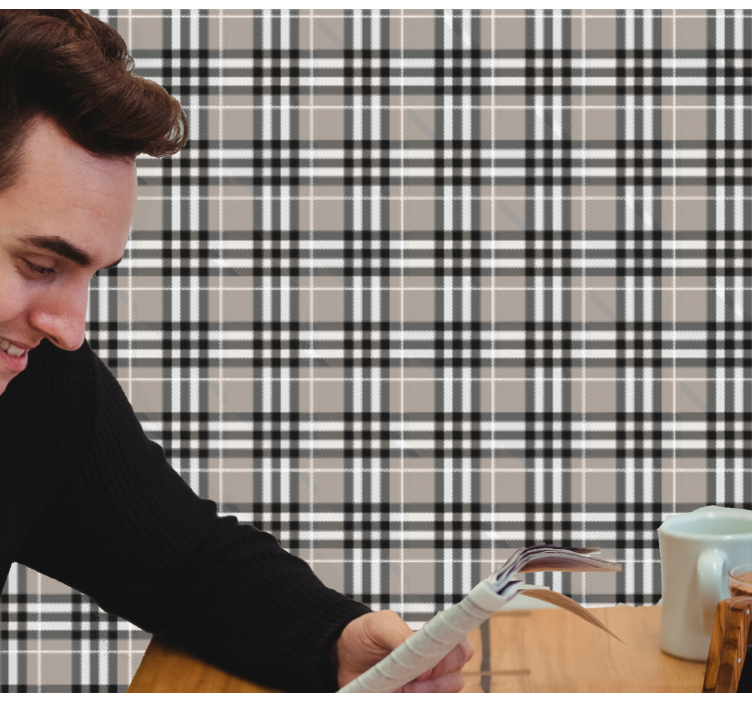 Traditional scottish grey tartan wallpaper - TenStickers