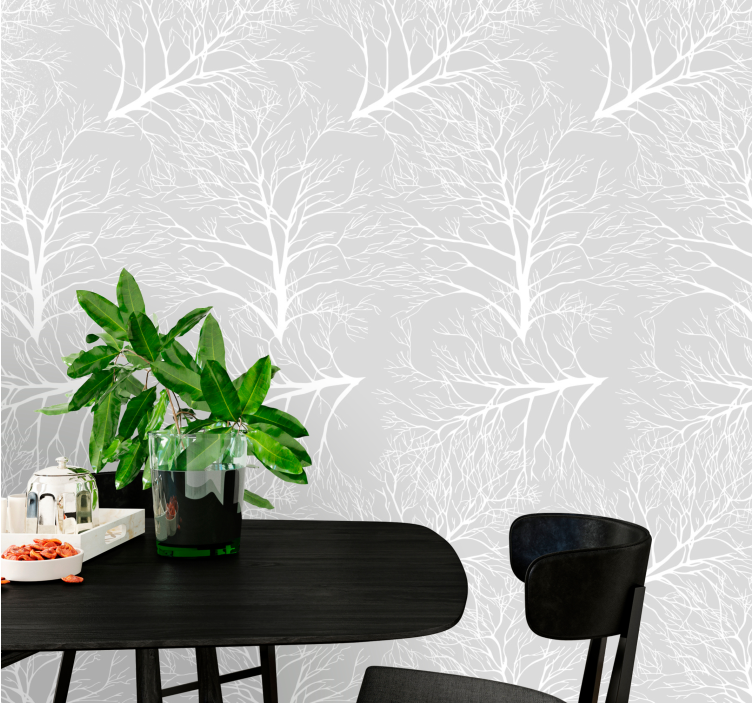 Grey branch pattern tree wallpaper - TenStickers