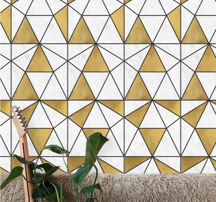 Geometric marble facets triangle wallpaper - TenStickers