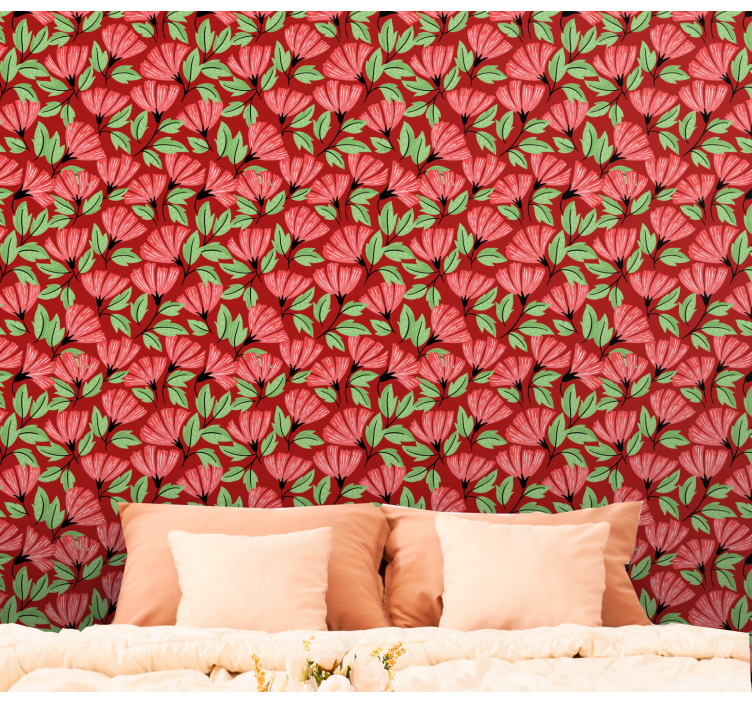 Tropical Bloom Pattern flower wallpaper - TenStickers