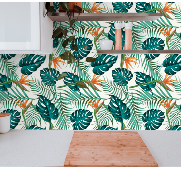 Tropical Foliage Print leaf wallpaper - TenStickers
