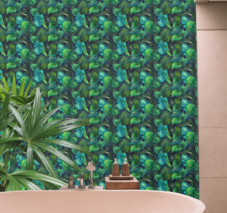 Tropical greenery pattern leaf wallpaper - TenStickers