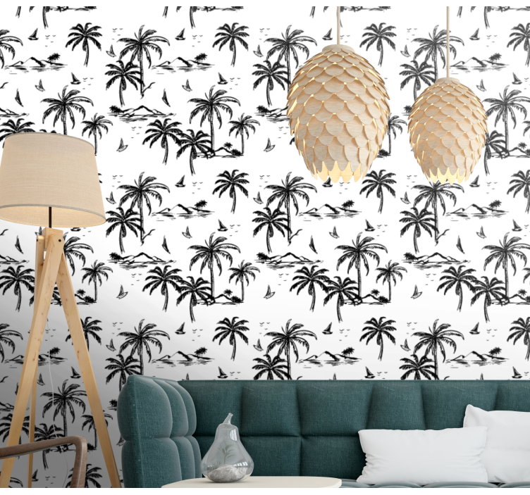 Tropical palms tree wallpaper - TenStickers