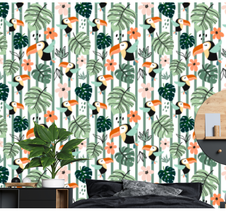 Tropical Toucan Theme animal wallpaper - TenStickers