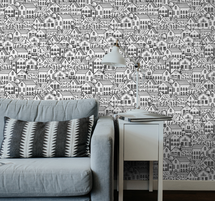 Urban Doodle Townscape city wallpaper - TenStickers