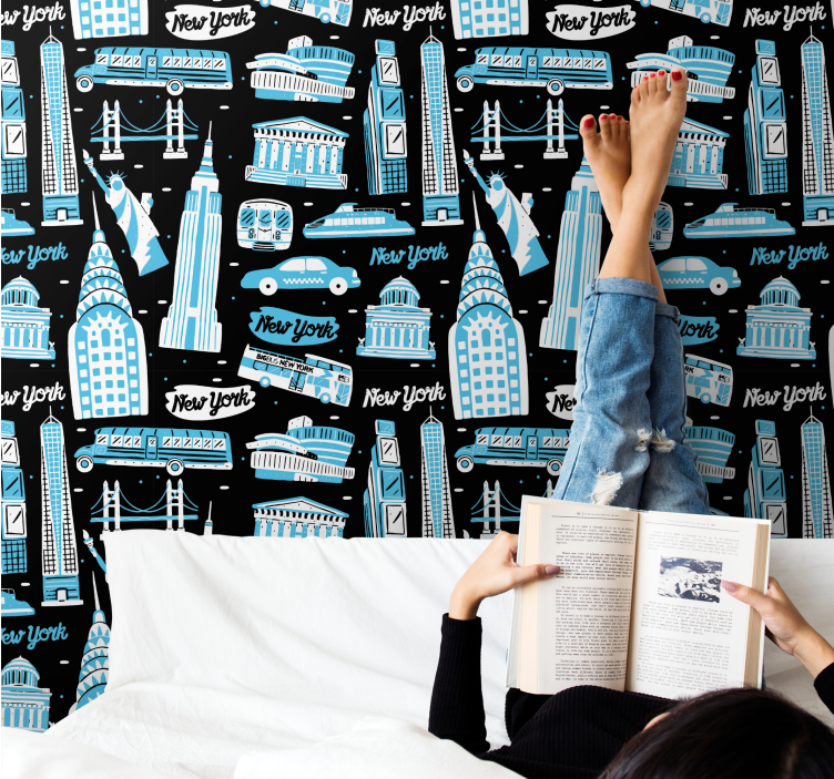 Urban Icons Collage new york wallpaper - TenStickers