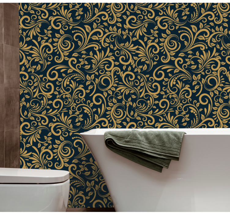 Versace gold black Flowery Wallpaper - TenStickers