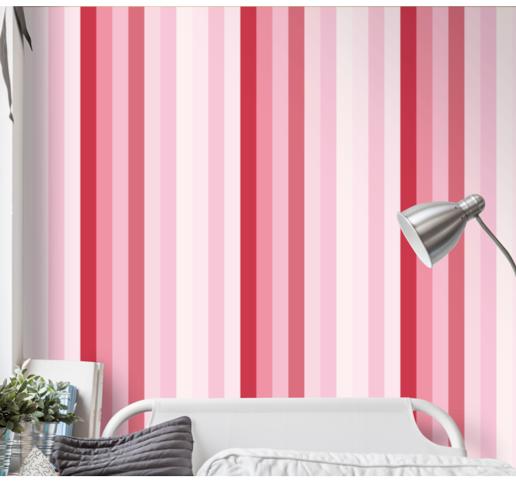 Stripes with white pink Vertical Wallpaper - TenStickers
