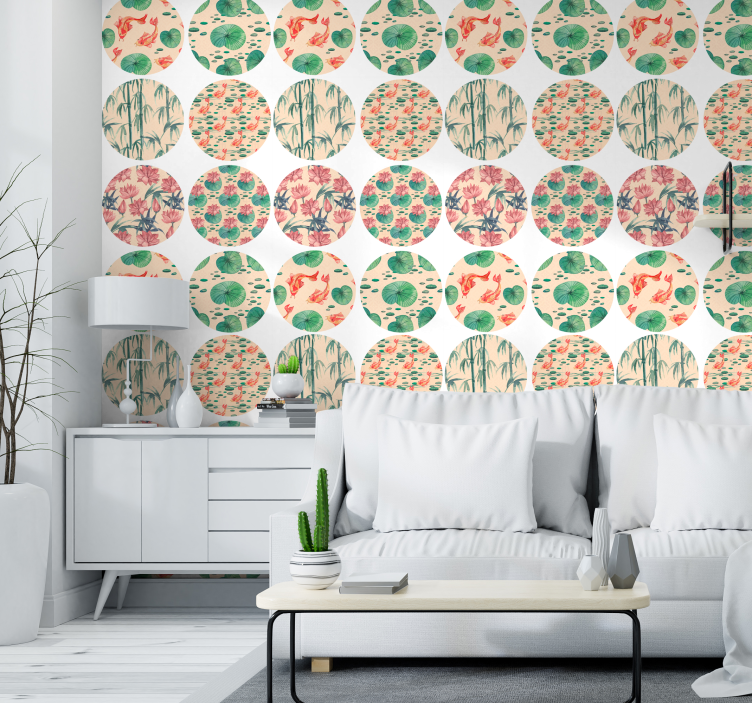 Vibrant nature scenes living room wallpaper - TenStickers