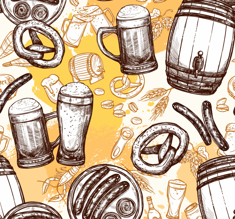 Vintage beer style kitchen wallpaper - TenStickers