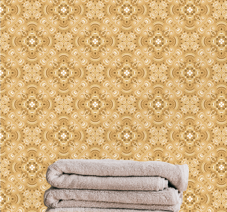 Beige ornamental pattern classic wallpaper - TenStickers