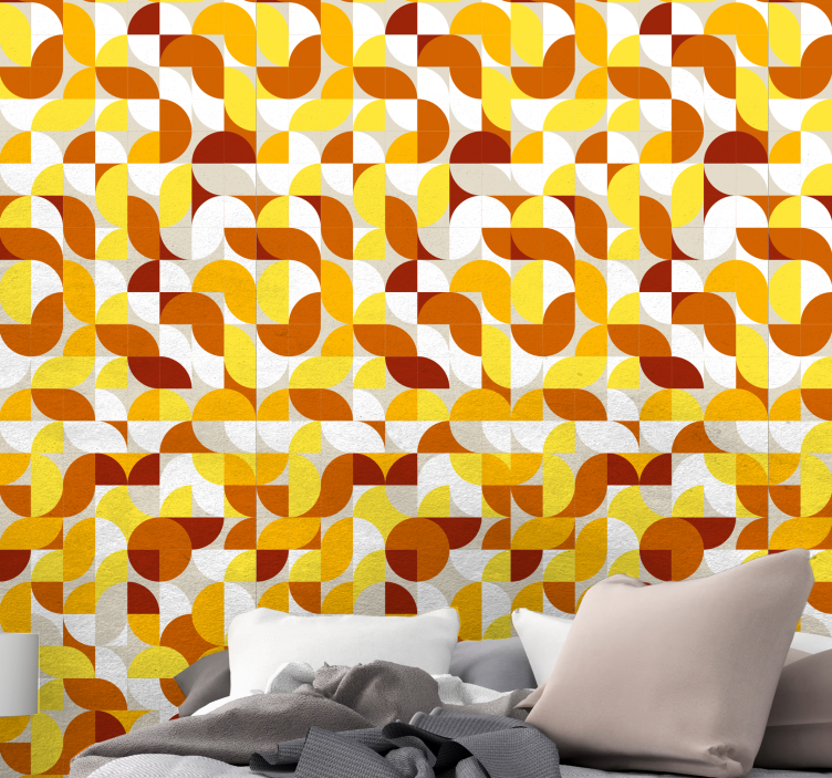 Vintage style orange and yellow wallpaper - TenStickers