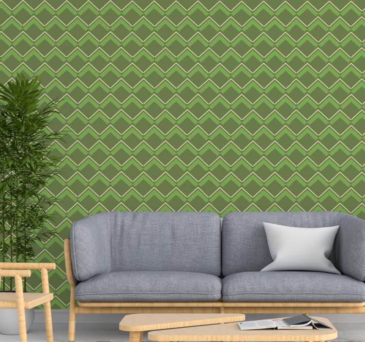 Vintage wallpaper green background rhombuses - TenStickers