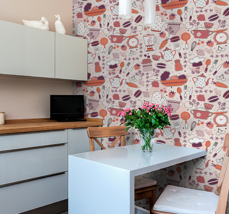 Wallpaper kitchen food heart shape Kitchen - TenStickers