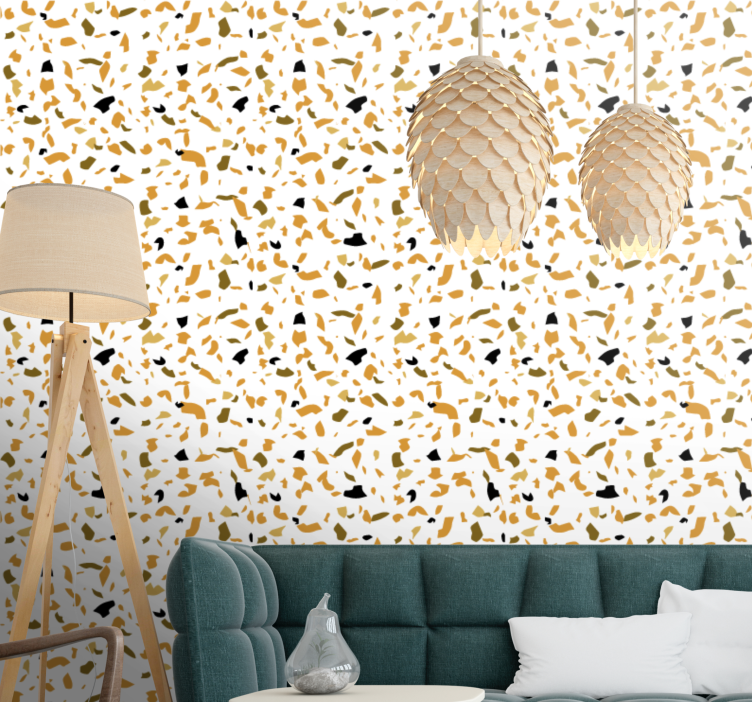 Warm colors Terrazzo style textured wallpaper - TenStickers