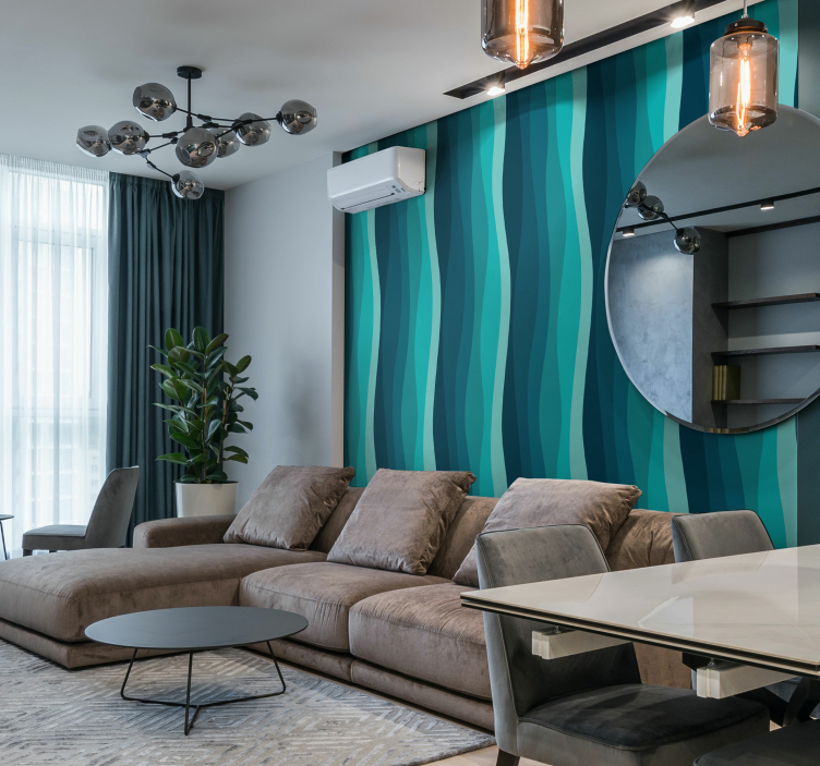 Wave pattern Living room wallpaper - TenStickers