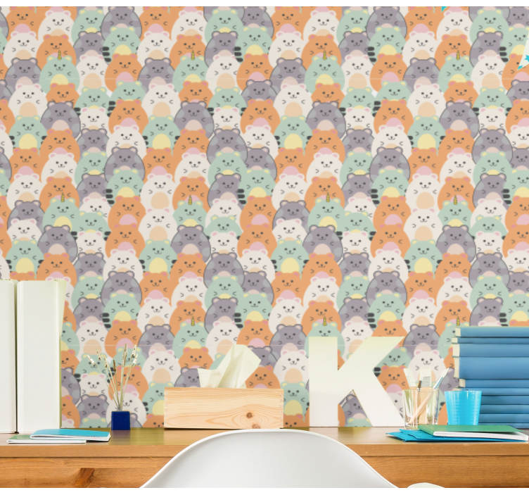 Whimsical Cat Pattern cat wallpaper - TenStickers