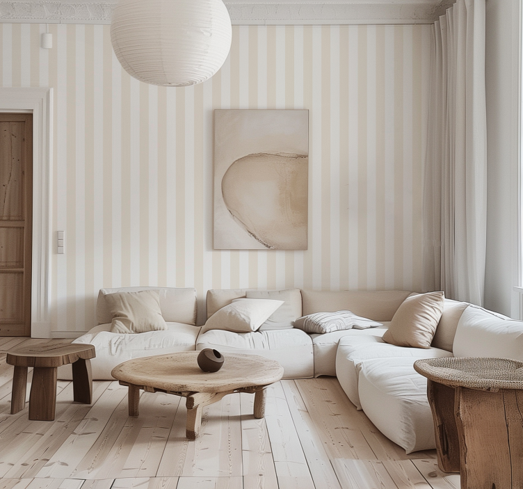 White and beige colours vertical line wallpaper - TenStickers