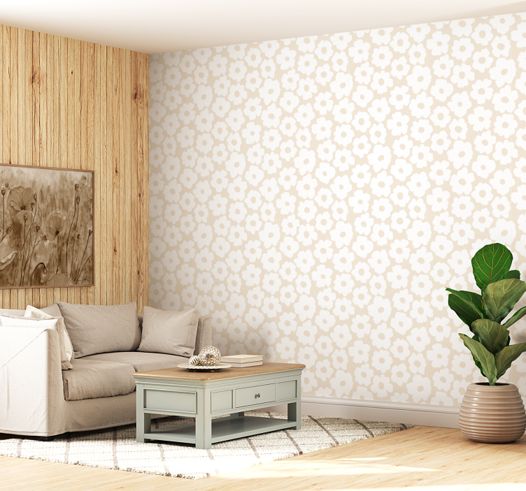 White poppy flower wallpaper - TenStickers