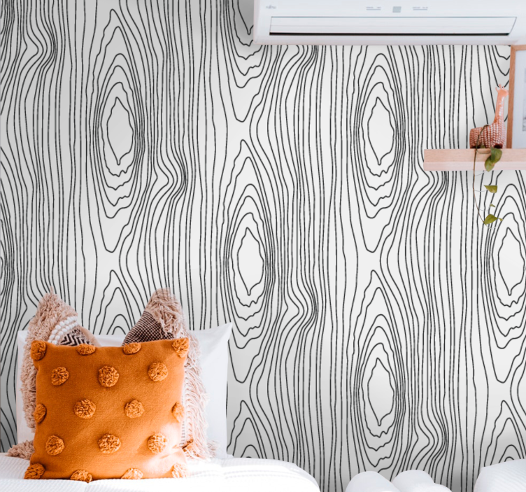 Linear tree rings wood wallpaper - TenStickers