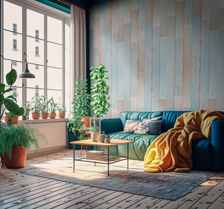 Wood Texture Wallpaper clear sky - TenStickers