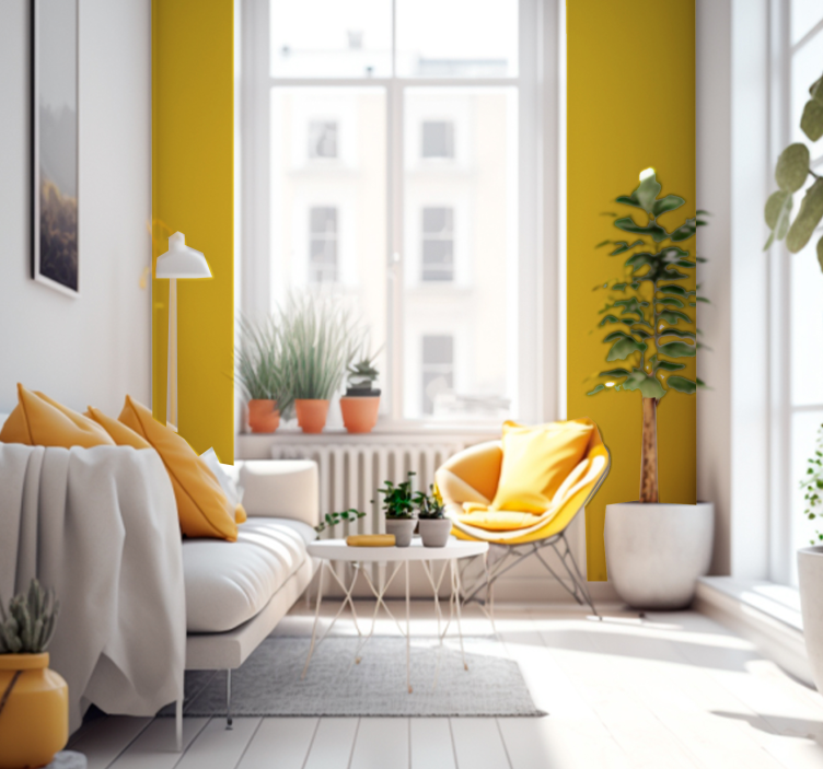 Yellow color wallpaper for wall - TenStickers