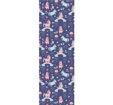 Colorful unicorn patterns kids wallpaper - TenStickers