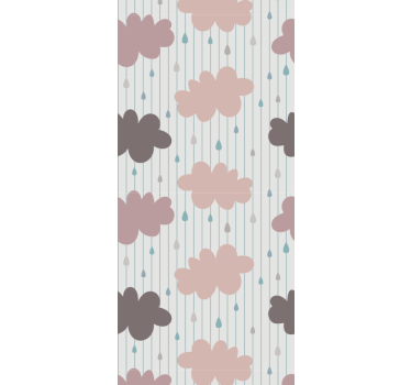 Pink rainy clouds kids wallpaper - TenStickers
