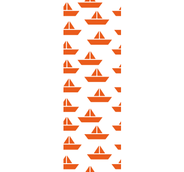 Orange sailboat motif kids wallpaper - TenStickers