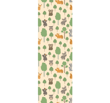 Forest creatures pattern kids wallpaper - TenStickers