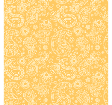 Living room wallpaper in arabic yellow paisley - TenStickers