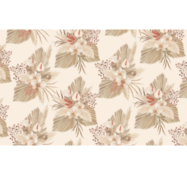 Living room wallpaper dried flower with pampas grass - TenStickers