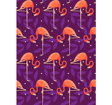 Birds wallpaper pink tropical flamingos design - TenStickers