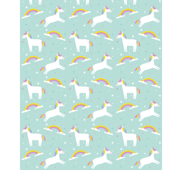 Kids wallpaper unicorns with a rainbow - TenStickers