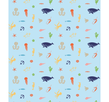 Kids wallpaper minimalistic sea creatures - TenStickers