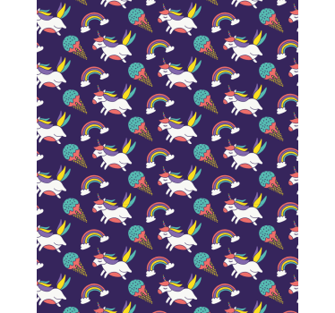 Kids wallpaper hand drawn unicorn pattern with symbols - TenStickers