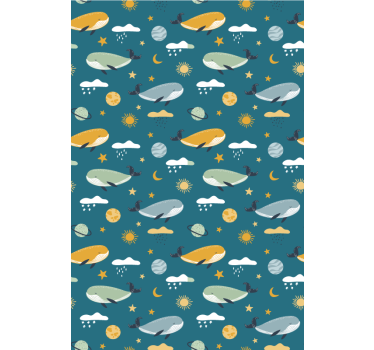 Kids wallpaper trendy whale design - TenStickers