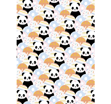 Kids wallpaper with patchwork panda design - TenStickers