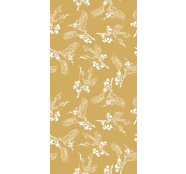 Kids wallpaper japanese flowers and birds design - TenStickers
