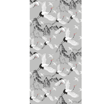 Kids wallpaper elegant cranes and peaks - TenStickers