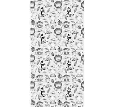 Kids wallpaper gray zoo animals - TenStickers