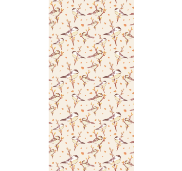 Kids wallpaper aquarella birds on branches - TenStickers