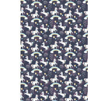 Kids wallpaper floral pink unicorns - TenStickers