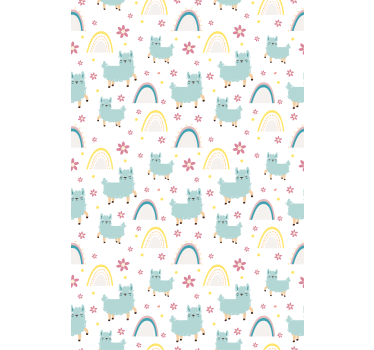 Kids wallpaper funny sheep unicorns pattern - TenStickers