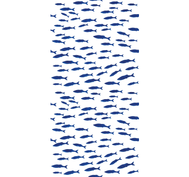 Kids wallpaper blue fish pattern on white background - TenStickers