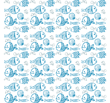 Kids wallpaper blue fish on white background - TenStickers